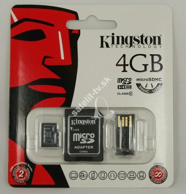 Kingston Micro SDHC 4GB Class 10+2x adapter
