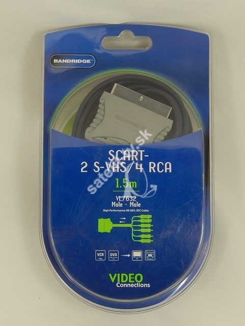 Scart kabel  Bandridge + 2x S VHS / 4x RCA