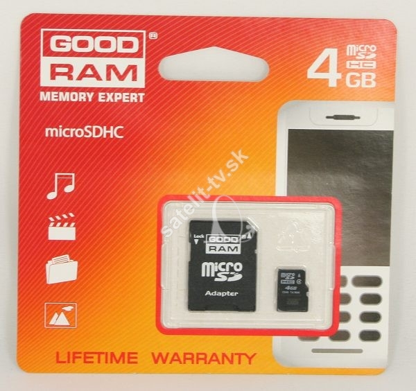 GOODRAM 4GB SDHC Micro Secure Digital+MS Pro Duo adapter, Class