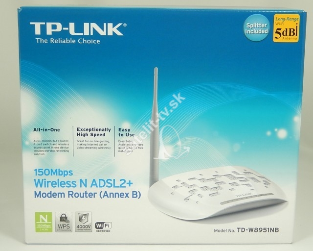 Wifi Bezdrôtový router TP-LINK TD-W8951 A DSL+
